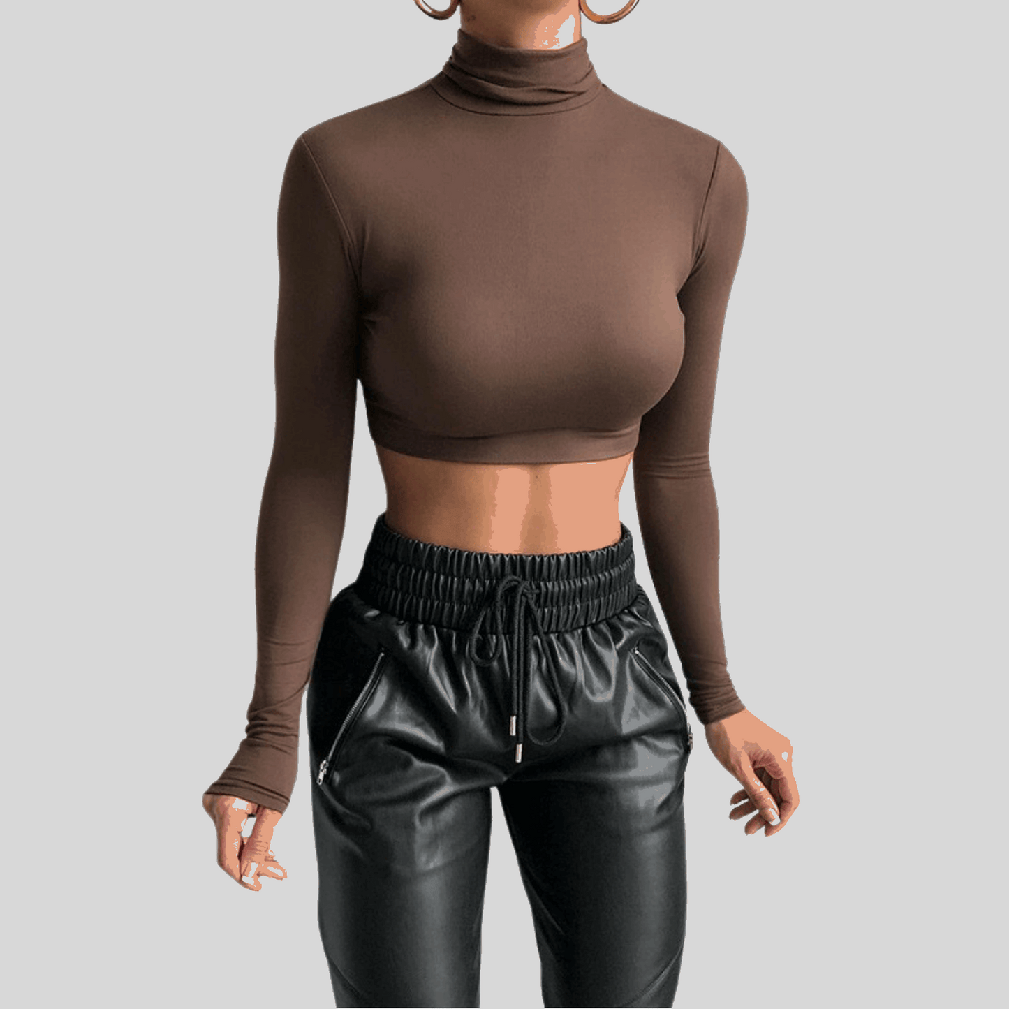 Sculpting High-Neck Cropped Top - Alzya