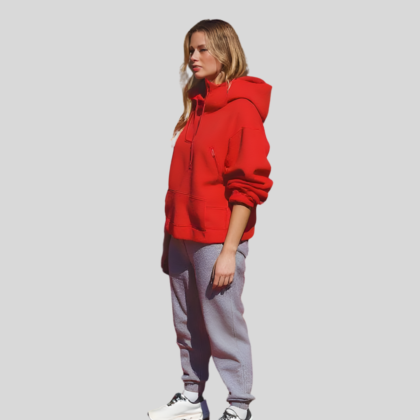 Hooded Half Zip Fleece Pullover