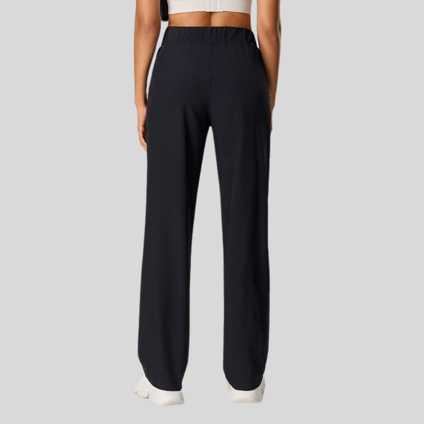 Alzya® High-Waisted Pants – Contrast Elastic Waistband, Fluid Fit & Zero Fastening