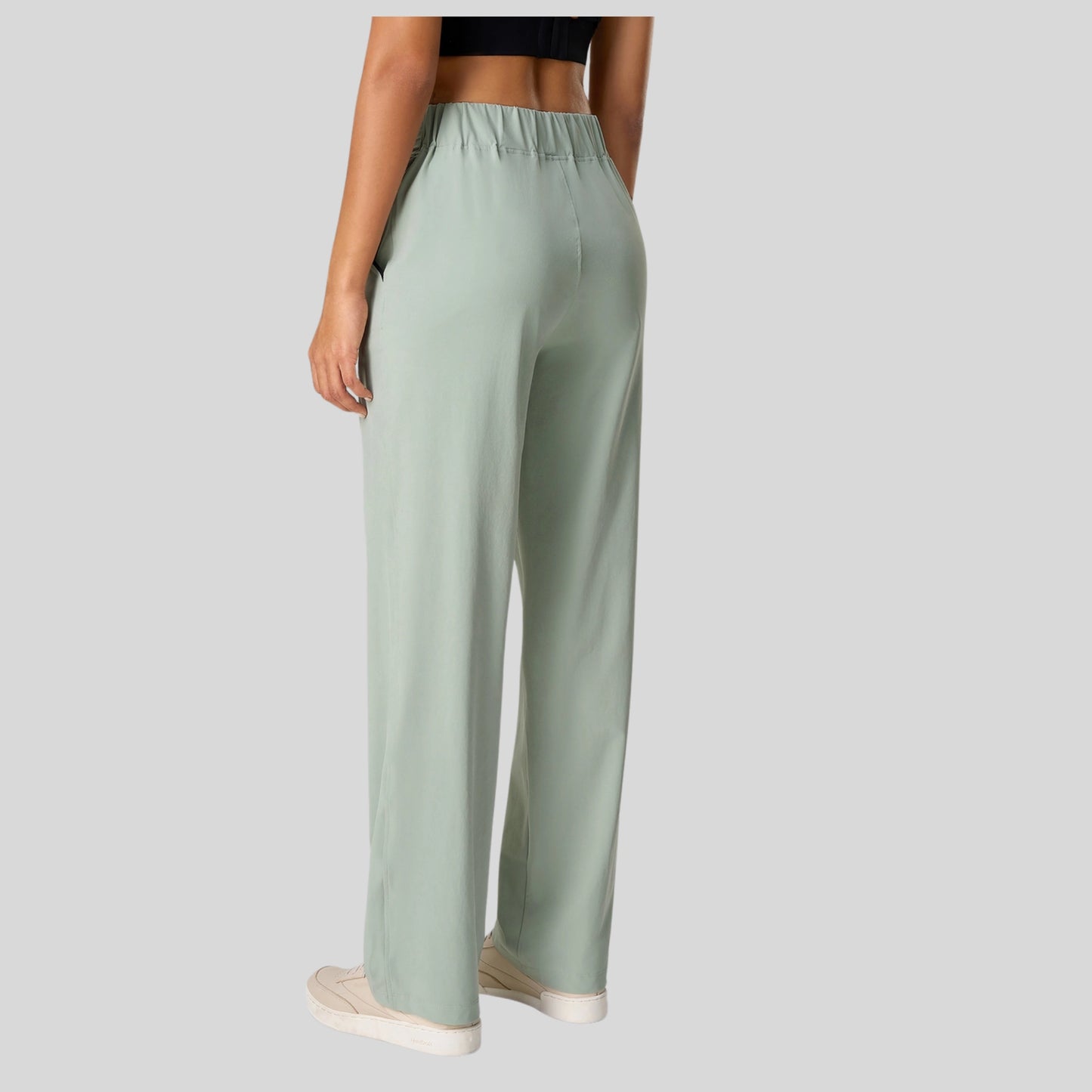 Alzya® High-Waisted Pants – Contrast Elastic Waistband, Fluid Fit & Zero Fastening