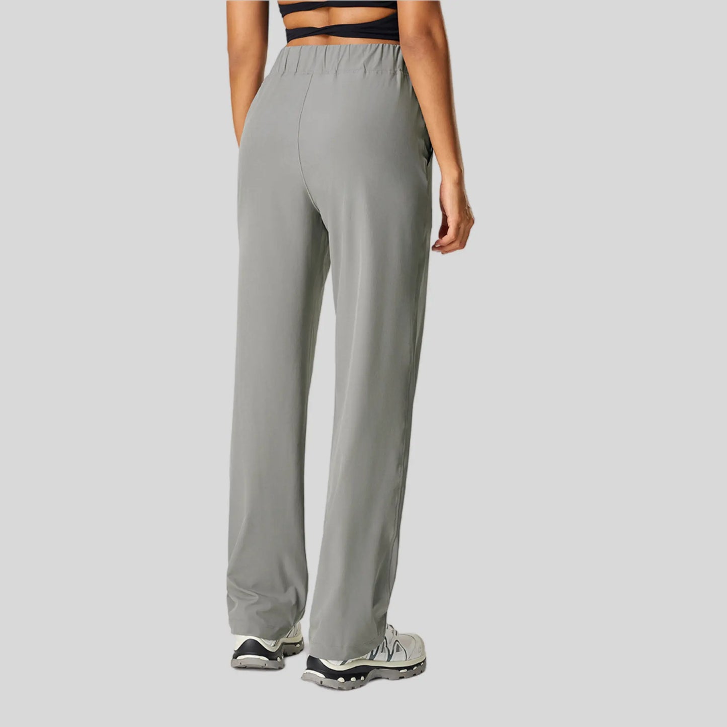 Alzya® High-Waisted Pants – Contrast Elastic Waistband, Fluid Fit & Zero Fastening