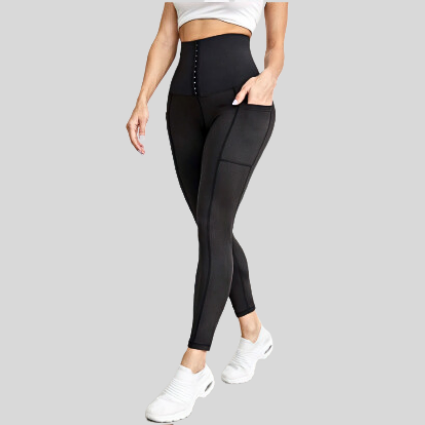 High-Waisted Fitness Yoga Pants with Pockets – Celebrity Workout Leggings, Elastic Waistband