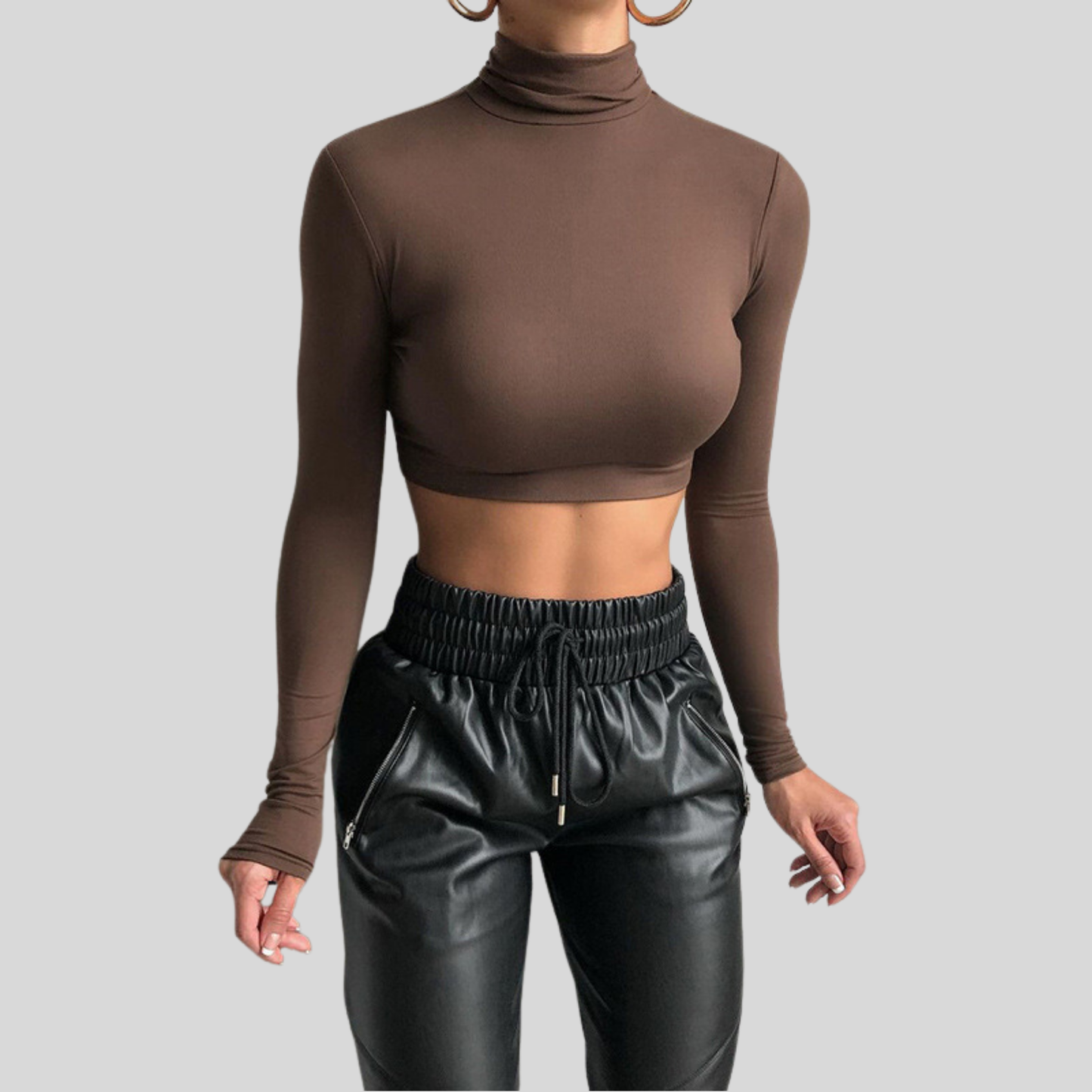 Sculpting High-Neck Cropped Top