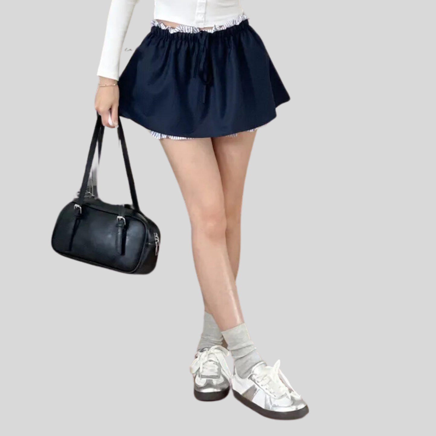 Two-Tone High-Waisted Mini Skirt