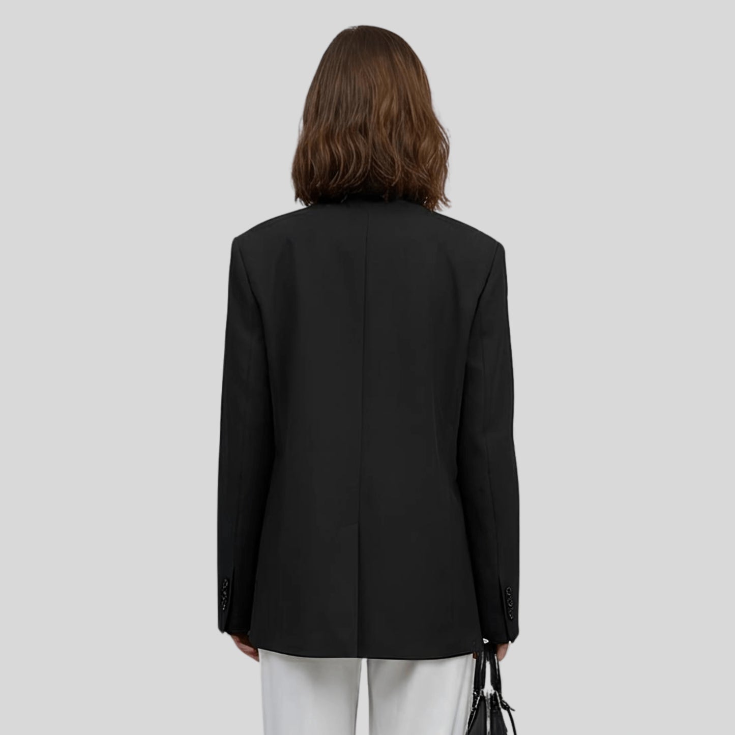 Alzya Black Oversized Blazer with High Collar black