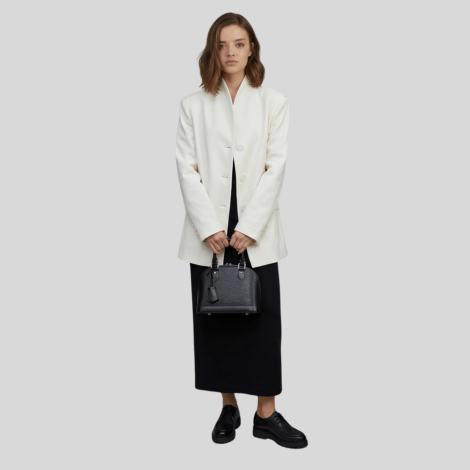 Alzya Black Oversized Blazer with High Collar black