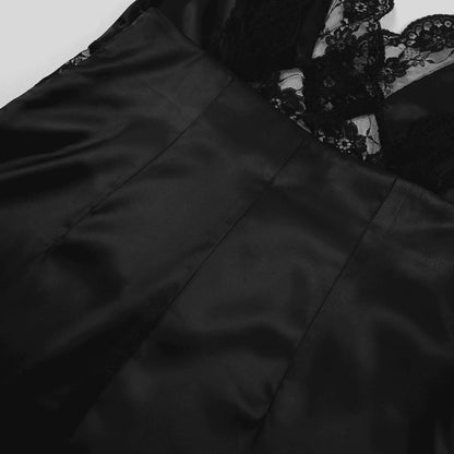 Elegant Long Lace-Trim Slip Dress