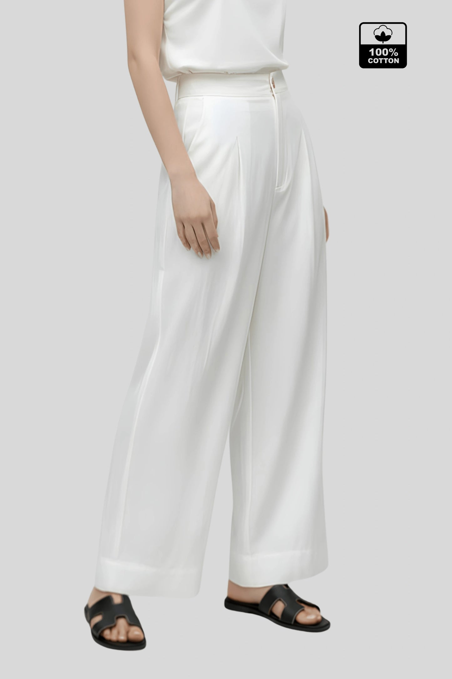 Alzya High-Waisted Wide-Leg Pants Modern Fit_White