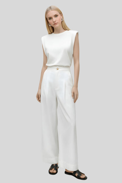 Alzya High-Waisted Wide-Leg Pants Modern Fit_White