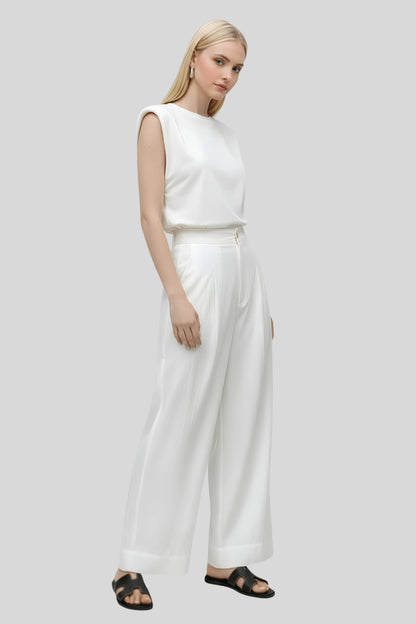 Alzya High-Waisted Wide-Leg Pants Modern Fit_White