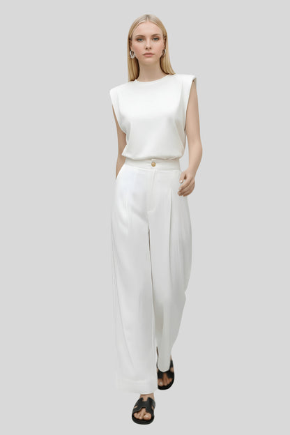 Alzya High-Waisted Wide-Leg Pants Modern Fit_White