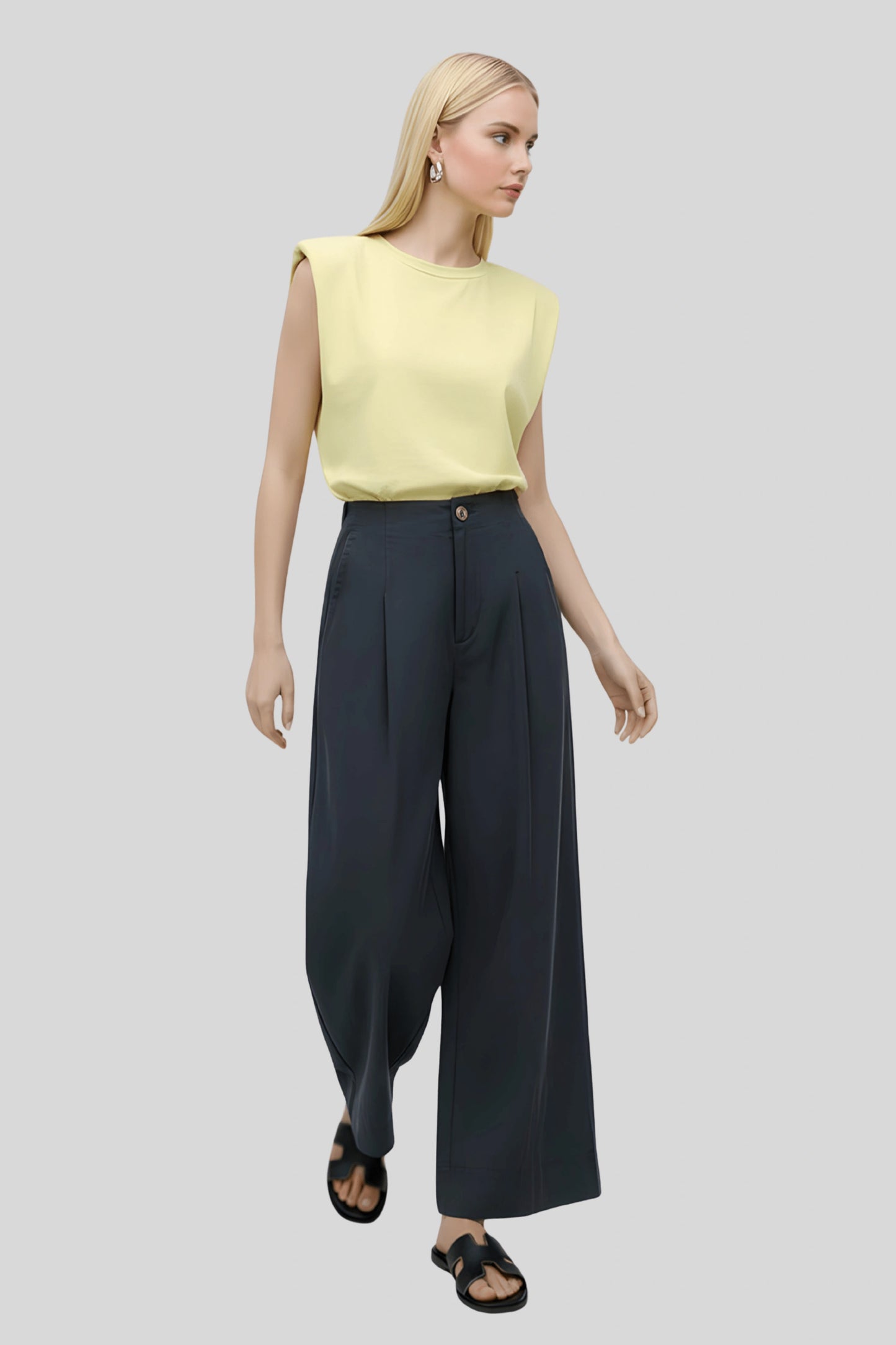 Alzya High-Waisted Wide-Leg Pants Modern Fit__Gray