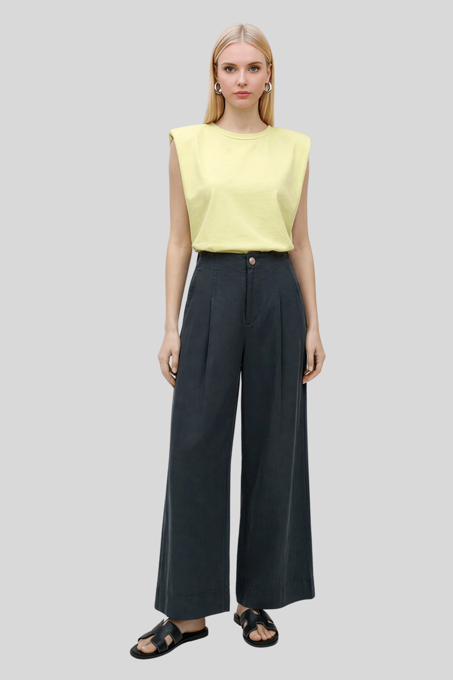 Alzya High-Waisted Wide-Leg Pants Modern Fit__Gray