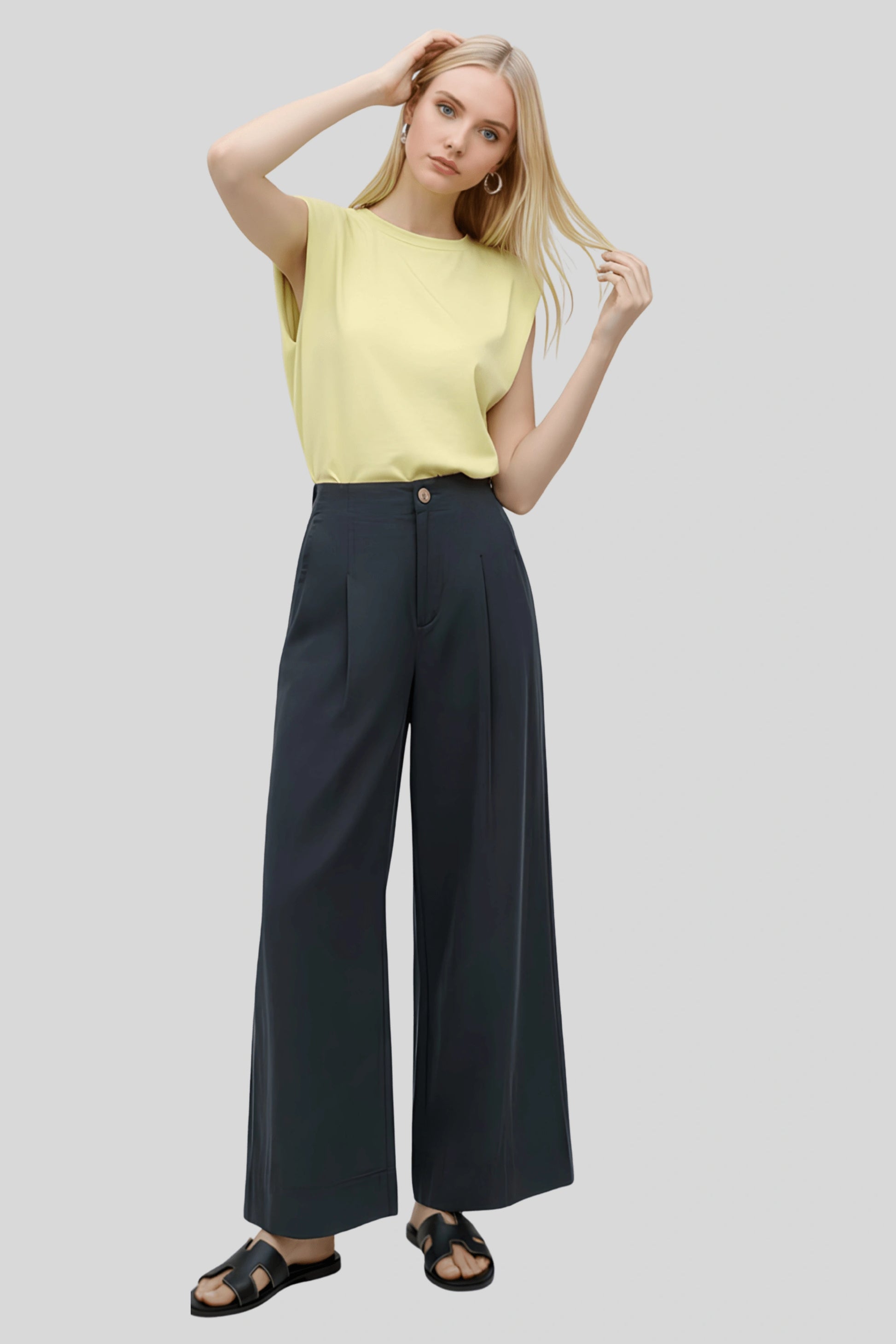 Alzya High-Waisted Wide-Leg Pants Modern Fit__Gray