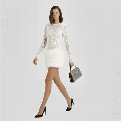 Alzya_Short_Lace_and_Fur_Dress_White
