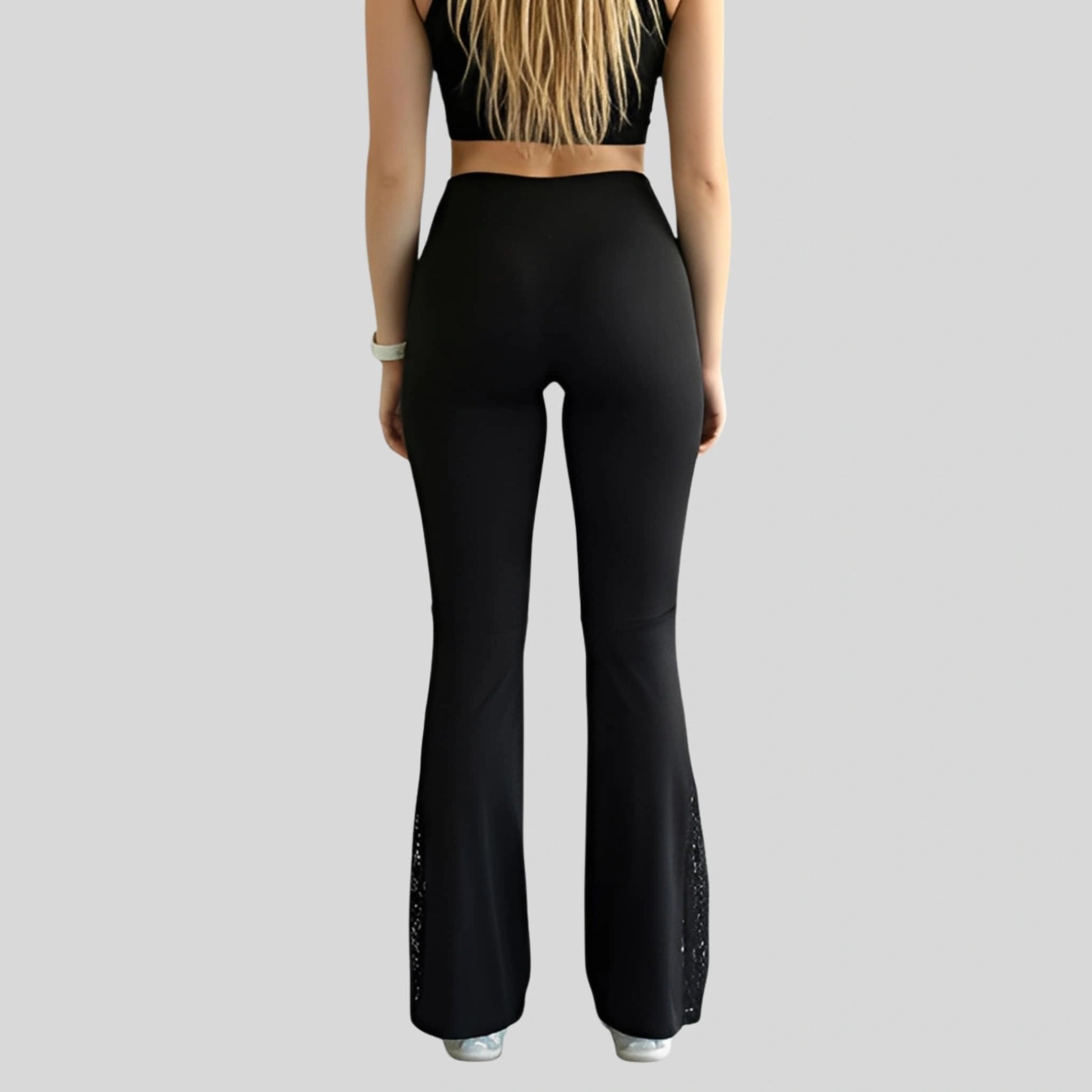 Alzya Women_s Nude Lace Flared Yoga Pants