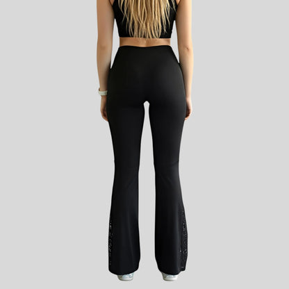 Alzya Women_s Nude Lace Flared Yoga Pants