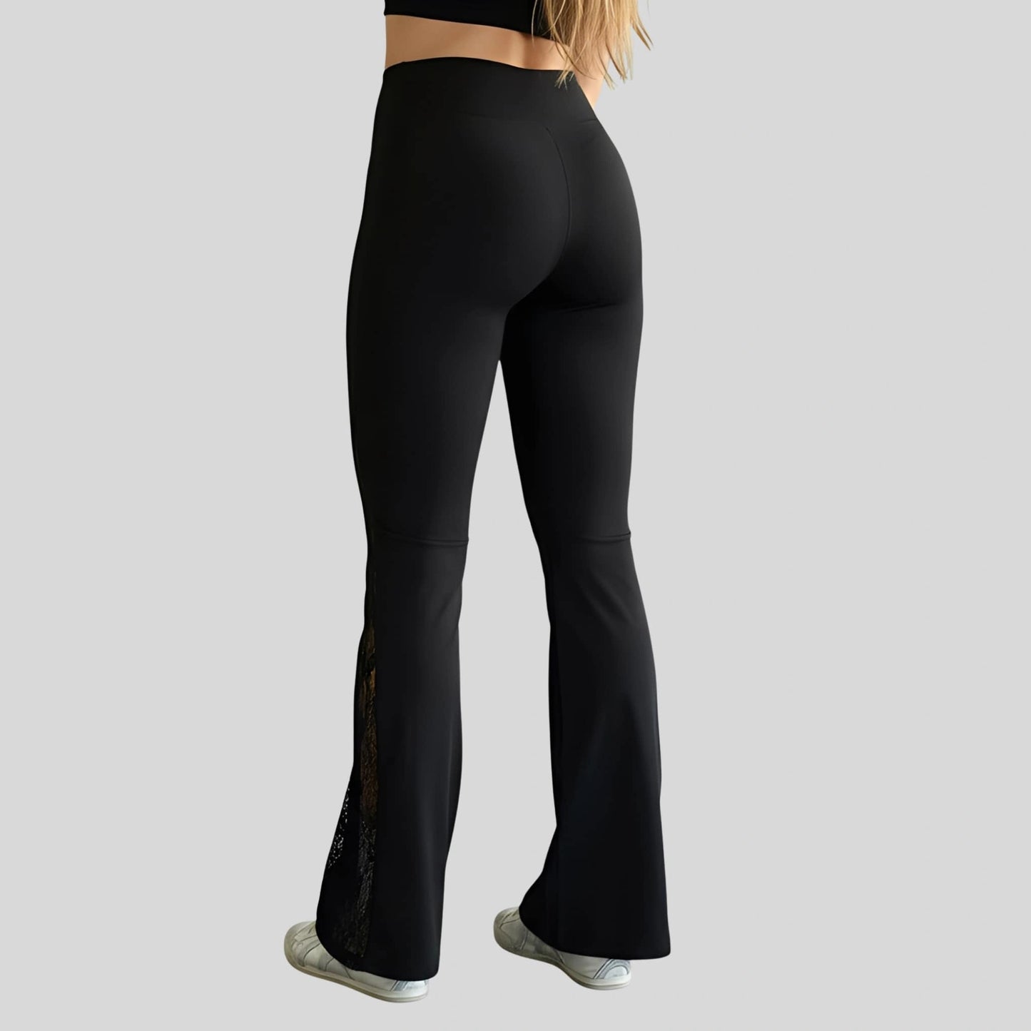 Alzya Women_s Nude Lace Flared Yoga Pants