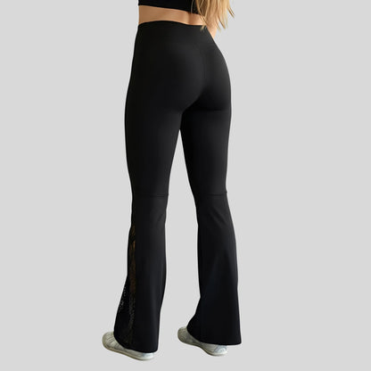 Alzya Women_s Nude Lace Flared Yoga Pants