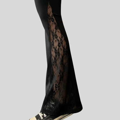 Alzya Women_s Nude Lace Flared Yoga Pants