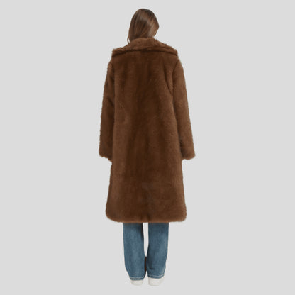 Alzya long faux fur coat warmth Brown 