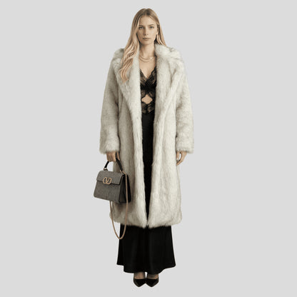 Alzya long faux fur coat warmth Gray