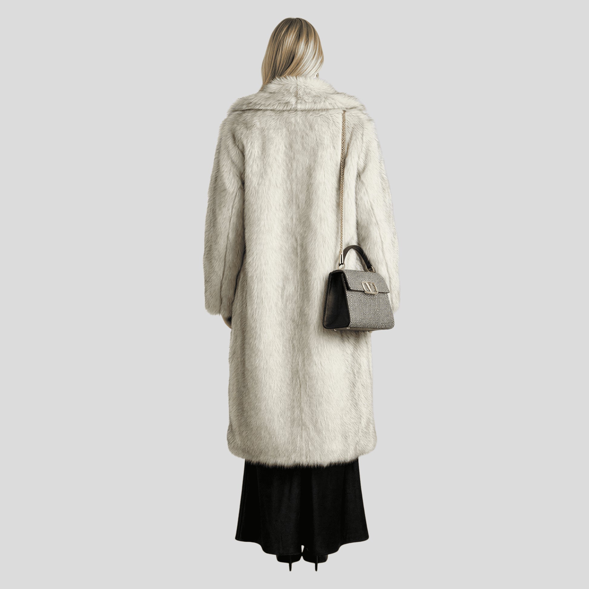 Alzya long faux fur coat warmth Gray