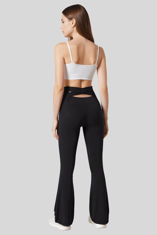 High-Waisted Flare Pants Crossover Waist_Black