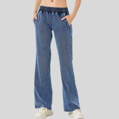 Wide-Leg Elastic Denim Pants – Fluidity & Confidence