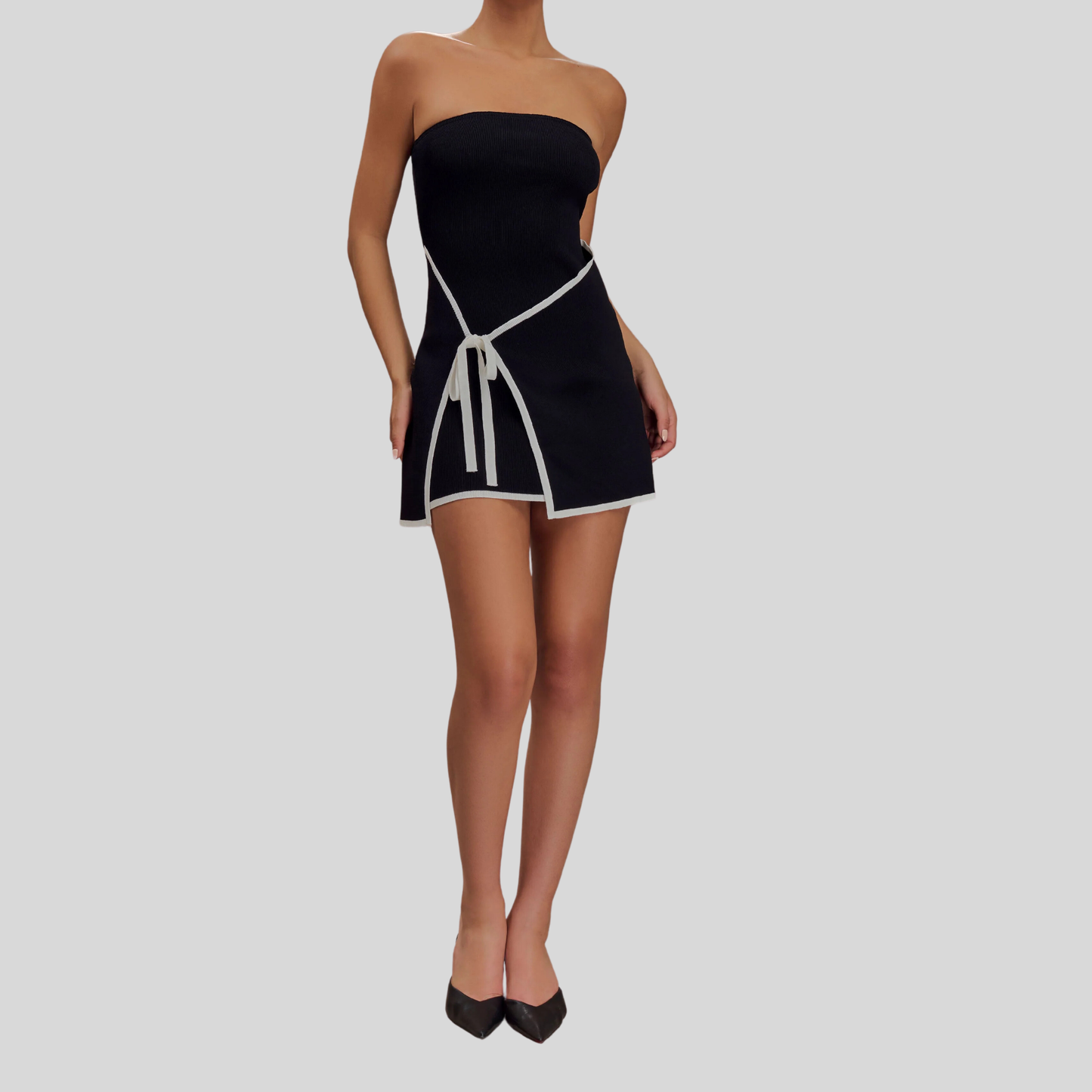 Sleek Strapless Knit Mini Dress – The Statement Look