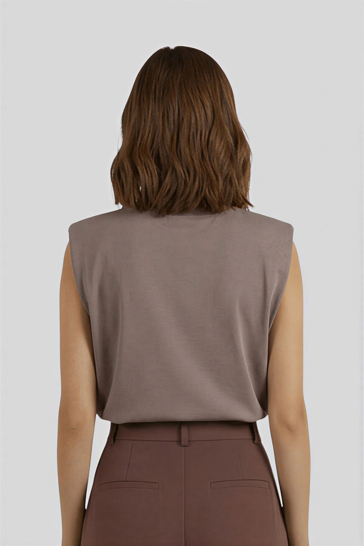 Sleeveless T-shirt, 100% Cotton_Khaki