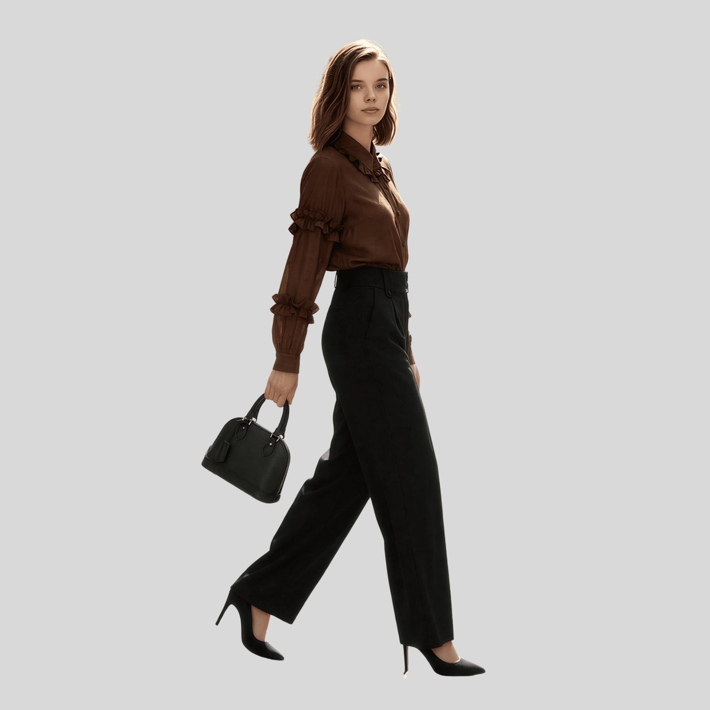 alzya_Brown_Ruffled_Peter_Pan_Collar_Blouse brown