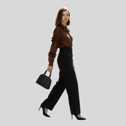 alzya_Brown_Ruffled_Peter_Pan_Collar_Blouse brown